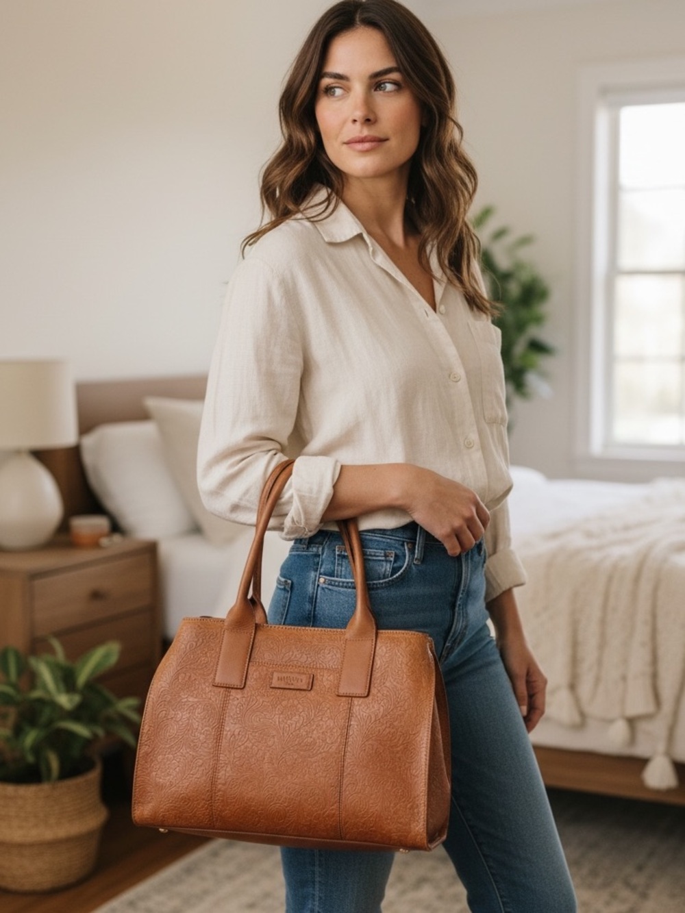 Lucky Brand Large Leather Tote Bag
